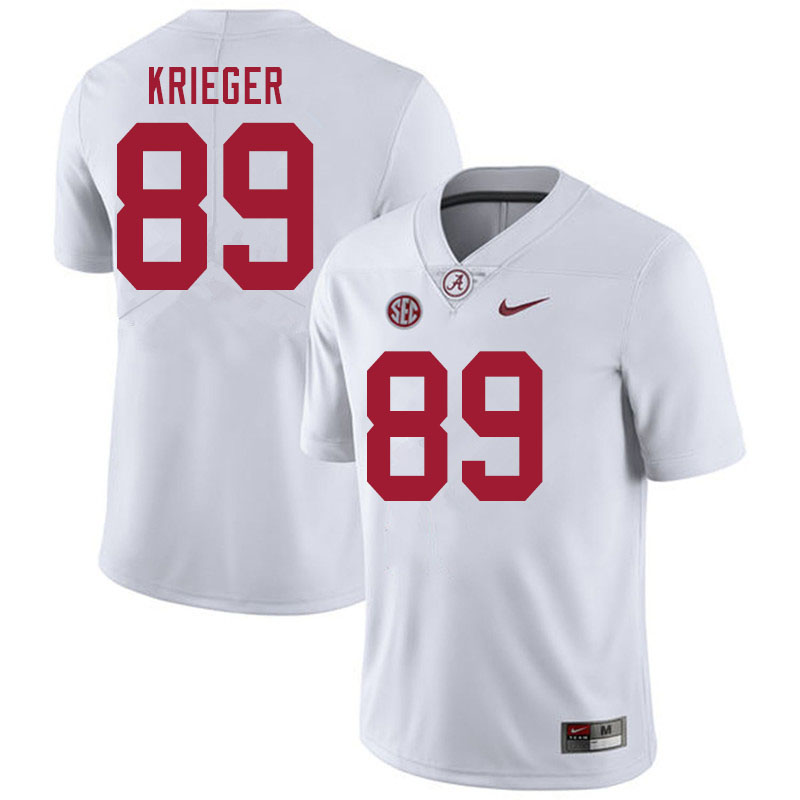 Alabama Crimson Tide Men's Grant Krieger #89 White NCAA Nike Authentic Stitched 2020 College Football Jersey UK16S57ZW